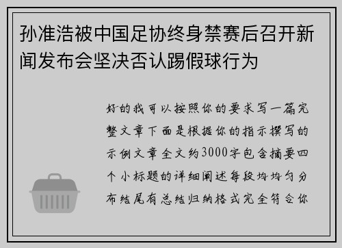 孙准浩被中国足协终身禁赛后召开新闻发布会坚决否认踢假球行为